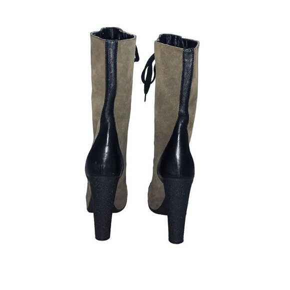 Kelsi Dagger Women's Size 7 Adelia Boots Olive Green Suede Mid Calf Lace up - Picture 4 of 6